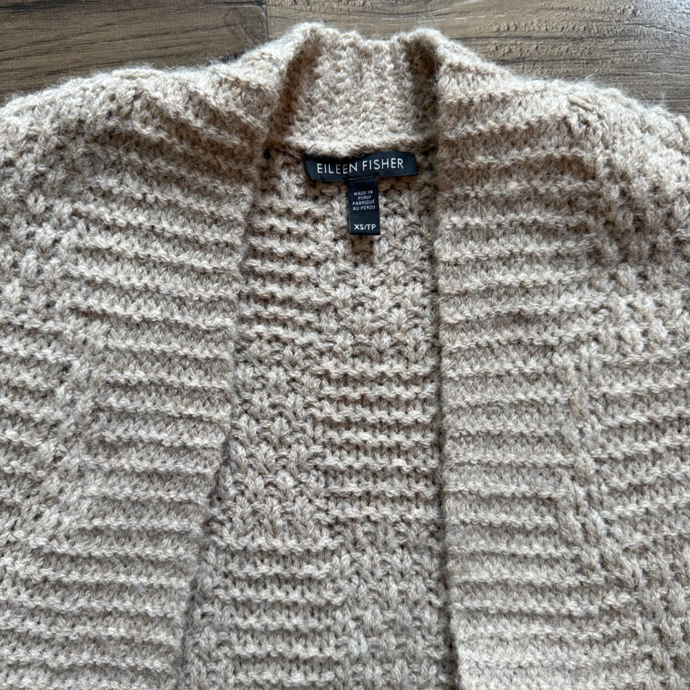 Eileen Fisher 93% Alpaca Long Duster Cardigan XS